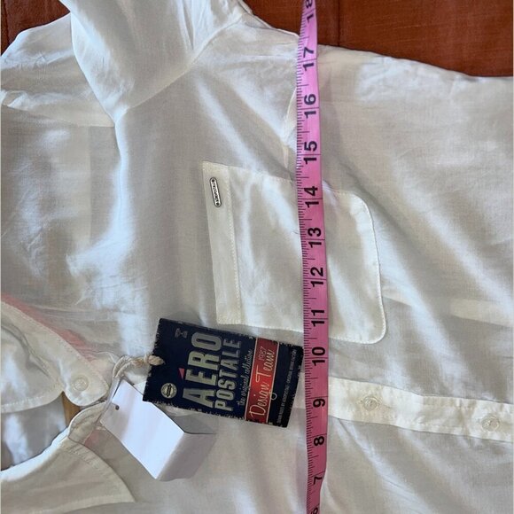 NWT Aeropostale White Sheer Collared Button Down Shirt Women’s Size M - Picture 8 of 11